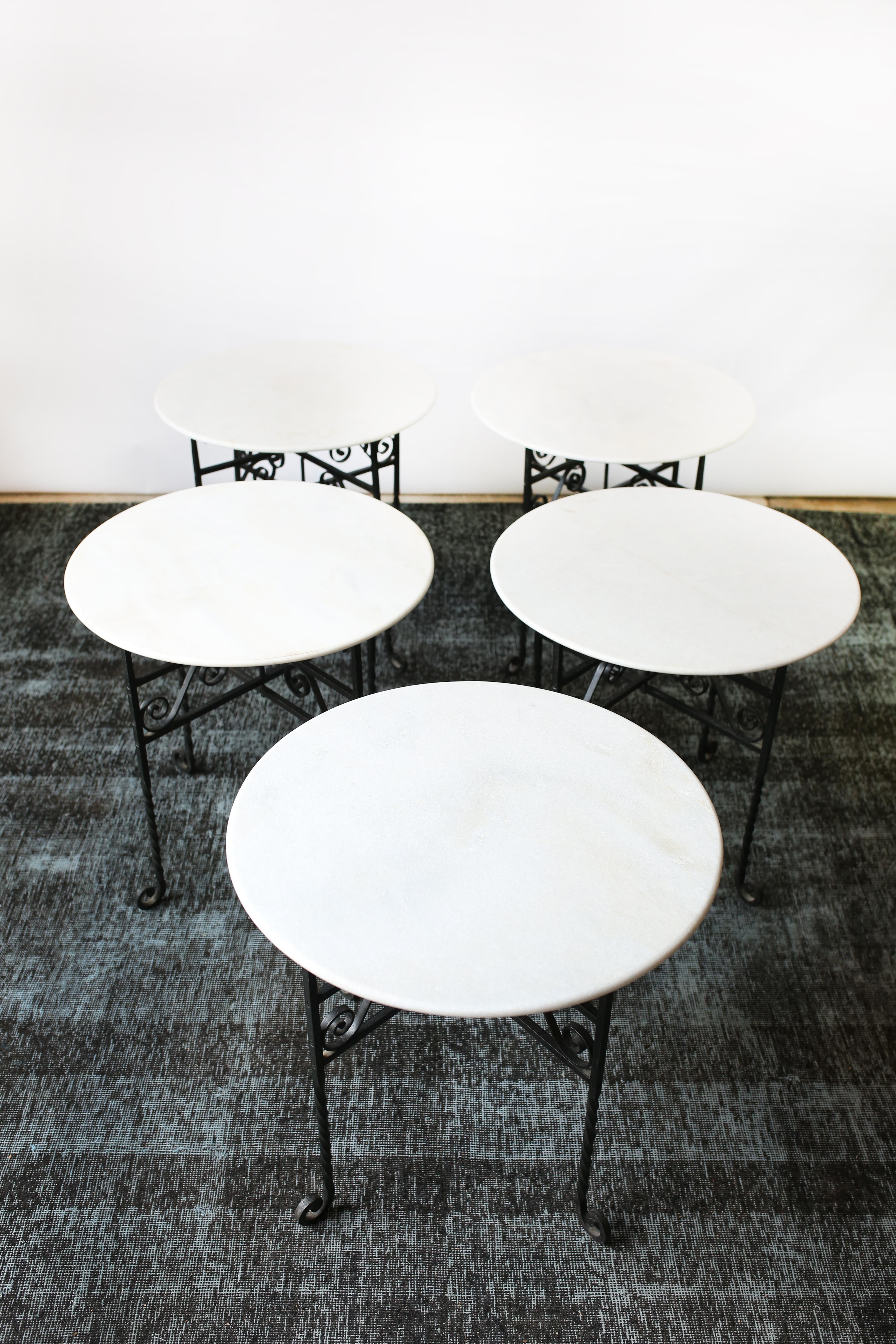 sorg Udførelse Solformørkelse Small White Marble-Top and Folding Wrought Iron Accent Tables For Sale at  1stDibs