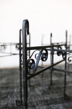 Small White Marble-Top and Folding Wrought Iron Accent Tables
