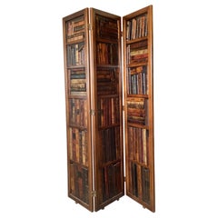 Foldong Library Screen With Faux Leather Book Motiff
