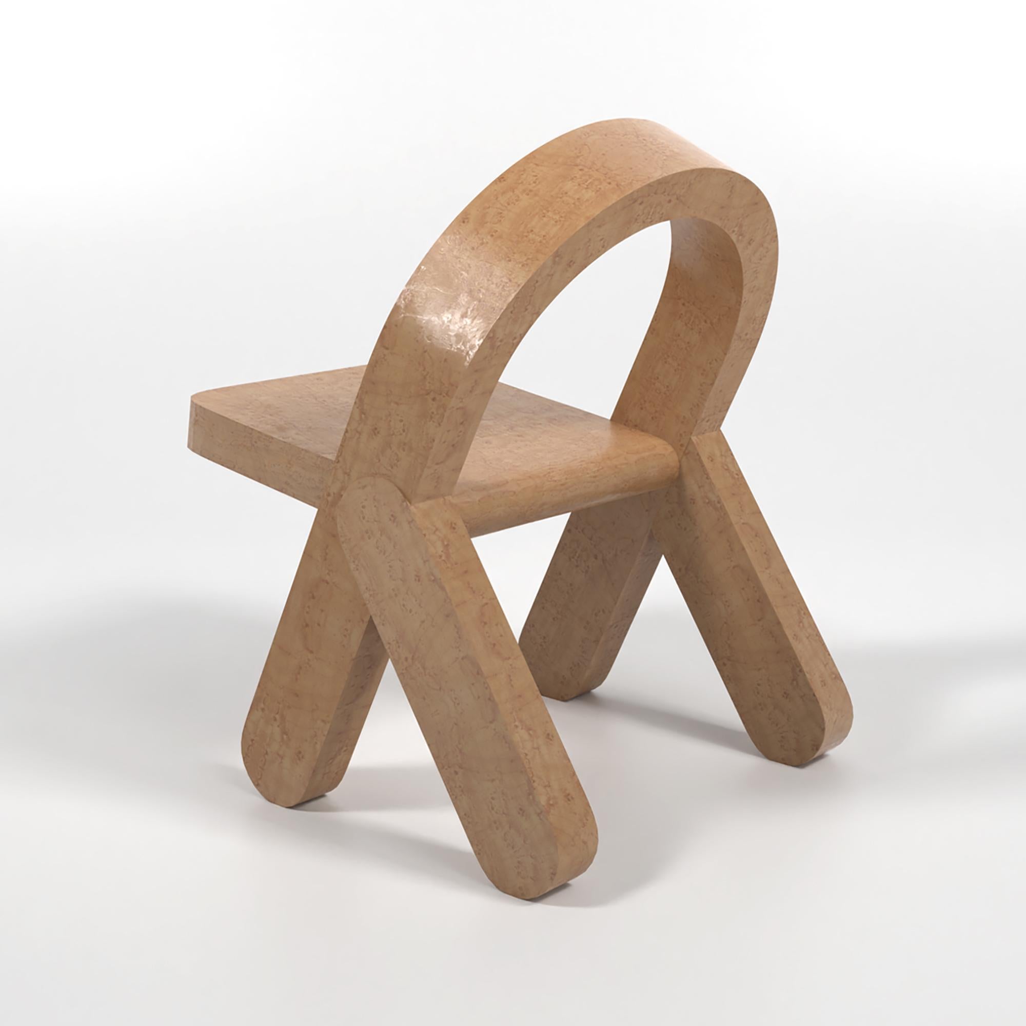 Modern Foldont Chair in Plywood with Birdseye Maple Veneer by JUMBO NYC