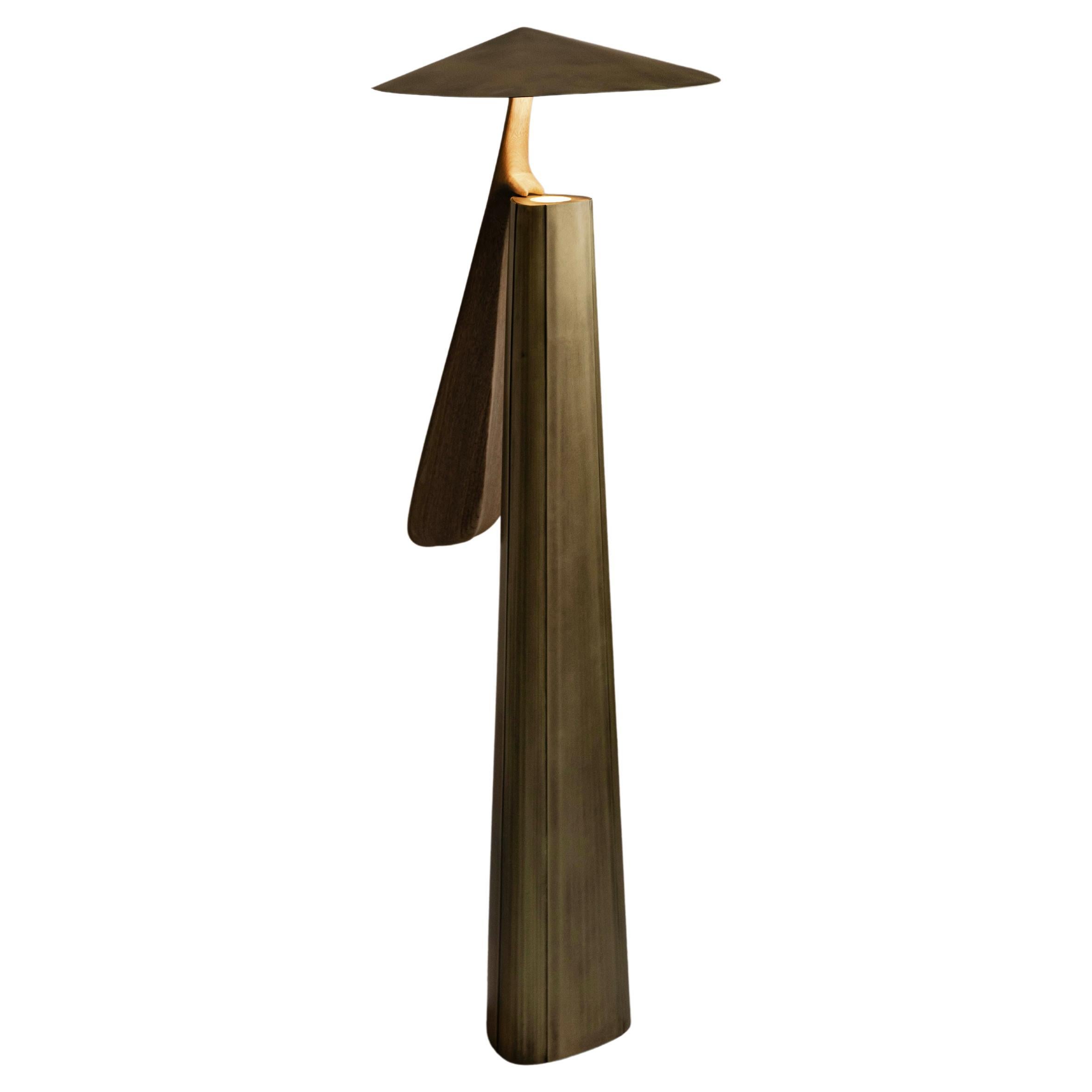 Folia Cast Bronze and Brass Floor Lamp by Federico Stefanovich