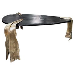 Mesa Centro Folia - Diseño en latón y madera de pino con acabado dorado