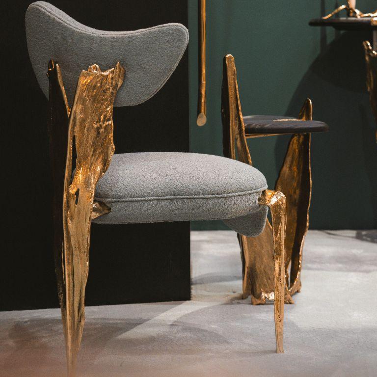 Contemporary Folia - Chair, brass chair; gold chair; organic design For Sale