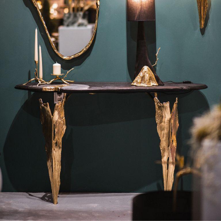 Folia - console; console da salotto; console da corridoio; design organico; ottone In condizioni Nuovo in vendita a Porto, PT