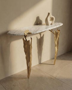 Folia Console Table: Brass and Marble, Collectible piece