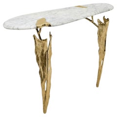 Folia Console Table: Brass and Marble, Collectible piece