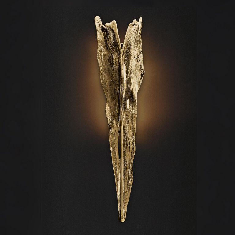 Lucidato Folia - Lampada da parete in ottone organico con finitura dorata e design scultoreo in vendita