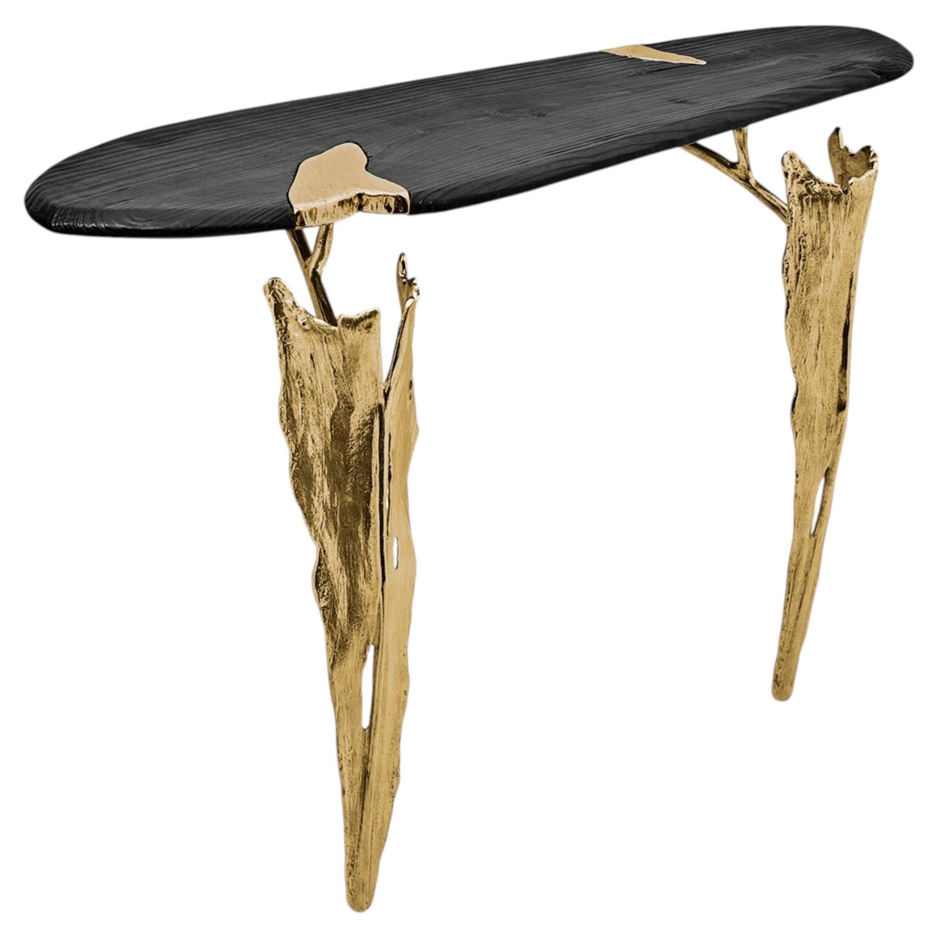 Folia - Handcrafted 21st-Century Sculptural Brass Console Table