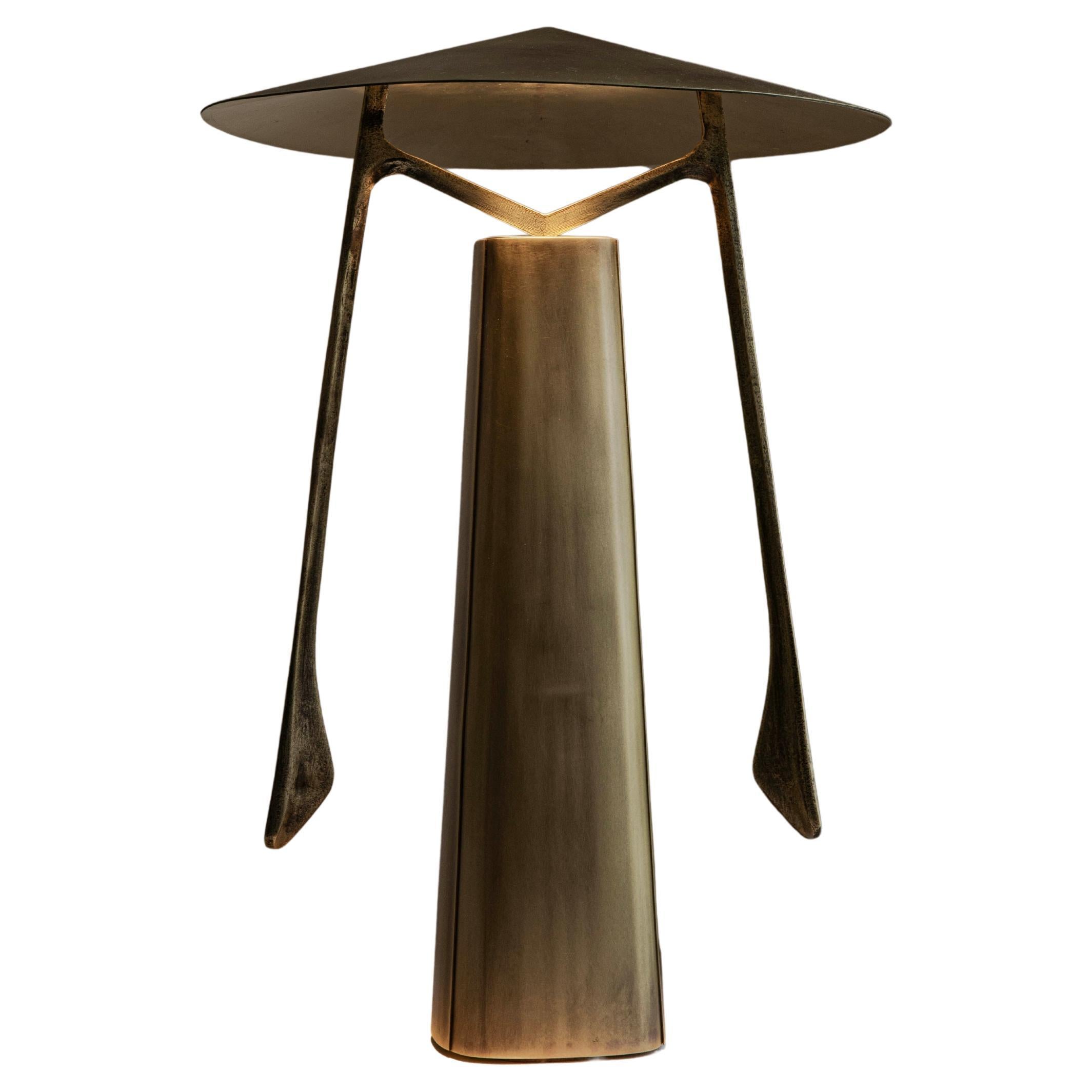 Folia Sculptural Cast Bronze and Brass Table Lamp by Federico Stefanovich