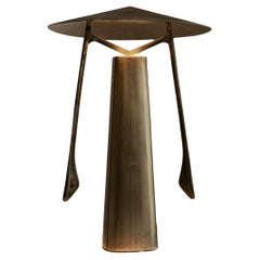 Folia Sculptural Cast Bronze and Brass Table Lamp by Federico Stefanovich