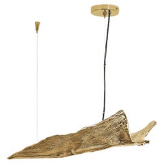 Folia Small Suspension Lamp: Polished Brass Lighting Inspired by Palm Tree Trunk