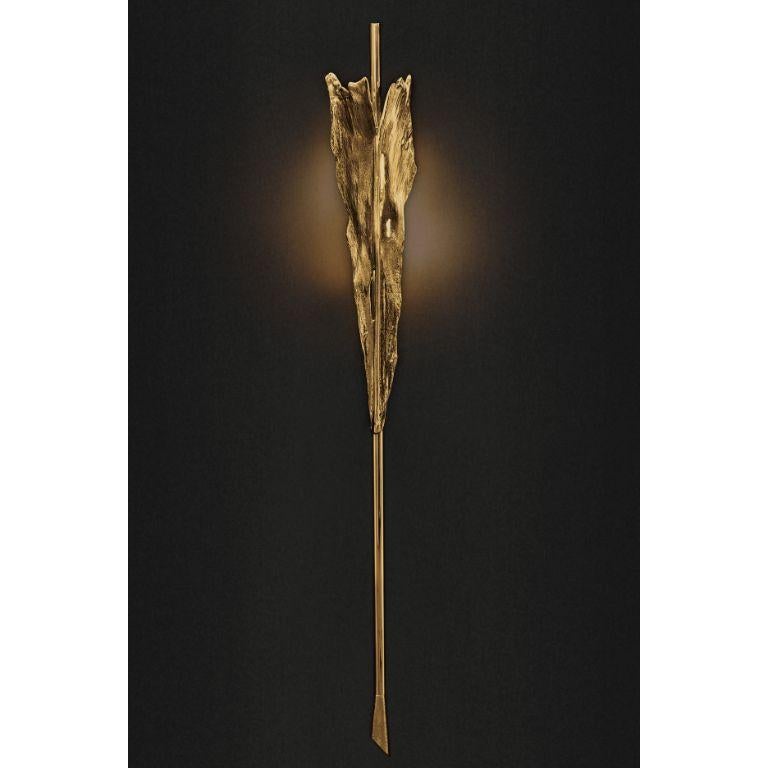 Folia Torch – Polished Brass Wall Light Inspired by Palm Tree Trunk In New Condition For Sale In Porto, PT