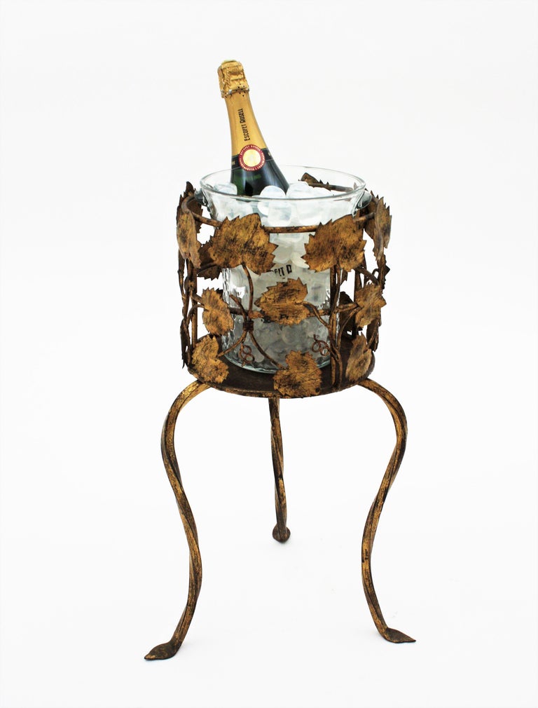 Gold champagne sales bucket with stand