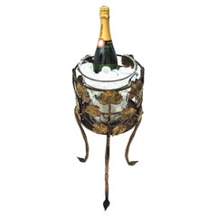 Soporte enfriador de champán o vino Foliage Cubitera / Soporte para bebidas, Hierro dorado
