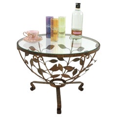 Foliage Drinks Coffee Table / Side Table in Gilt Iron by Ferro Art, Spain 1950