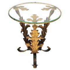 Foliage Drinks Table or Side Table in Gilt Iron, Spain, 1940s