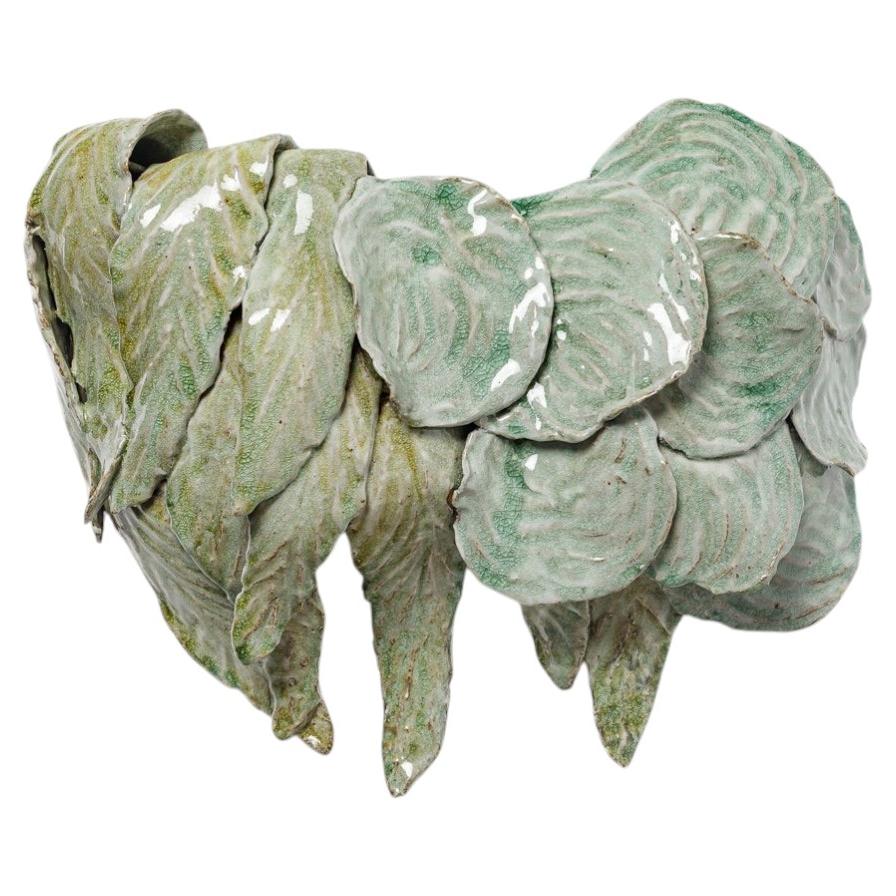 Foliage glazed stoneware sconce by Magali Wagner, 2026. For Sale