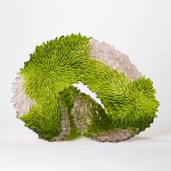 Foliage III, a green & clear textured cast glass artwork by Nina Casson McGarva