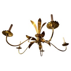 Vintage Foliage Motif Gilt Metal Chandelier