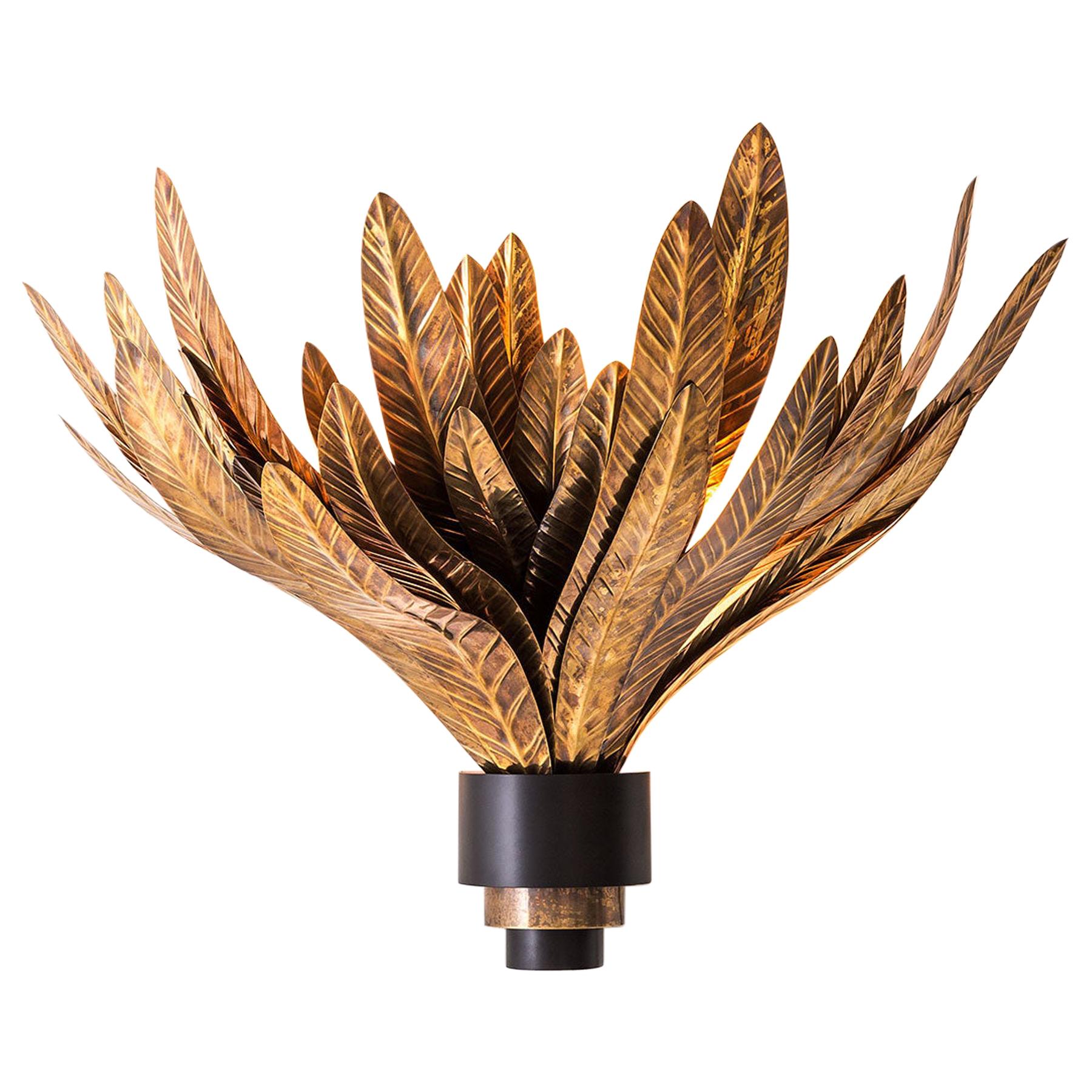 Foliage Wall Sconce Lamp in Brass with Decorative Leaves by Dimoremilano For Sale