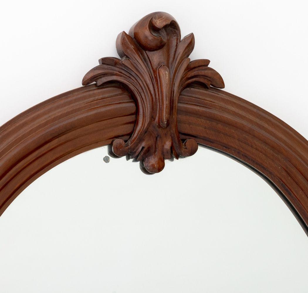 Foliate Crest Oval Mahogany Ogee Mirror. 33.75