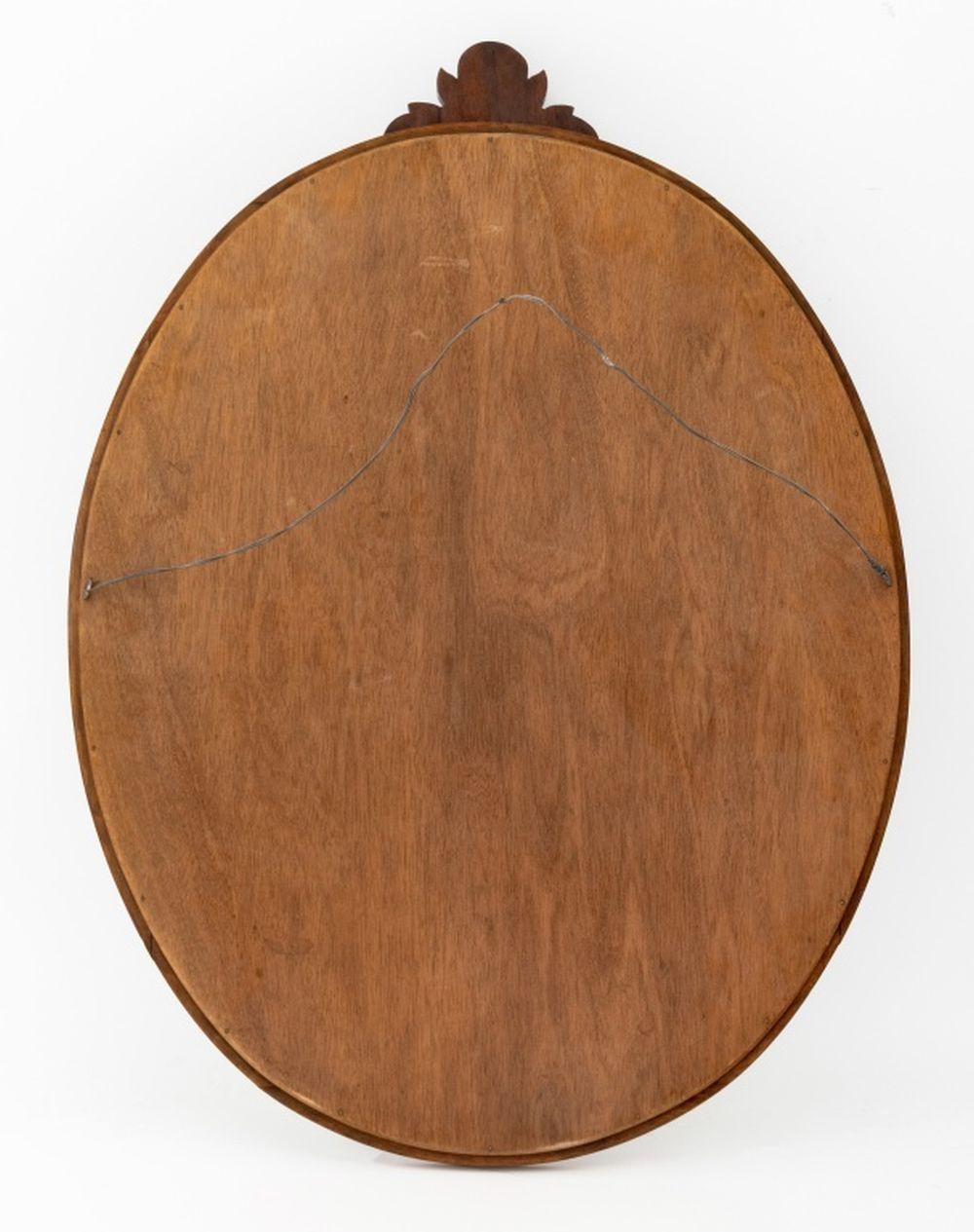 Foliate Crest Oval Mahogany Ogee Mirror For Sale 1