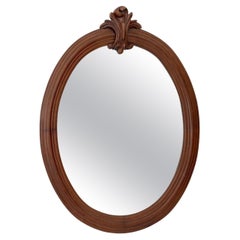 Foliate Crest Oval Mahogany Ogee Mirror