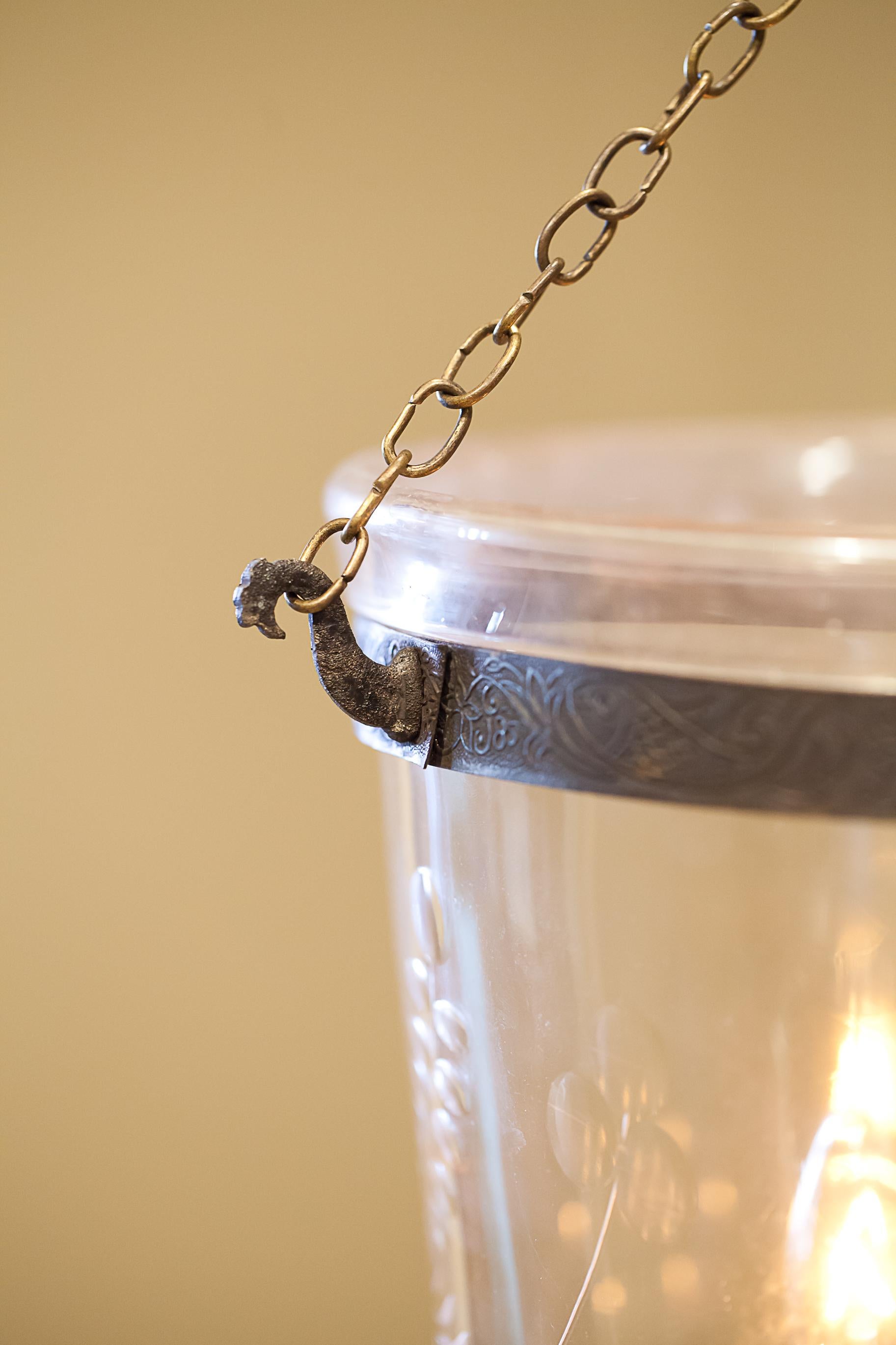 Foliate Etched Bell Jar Lantern, circa 1850 In Good Condition In Alexandria, VA