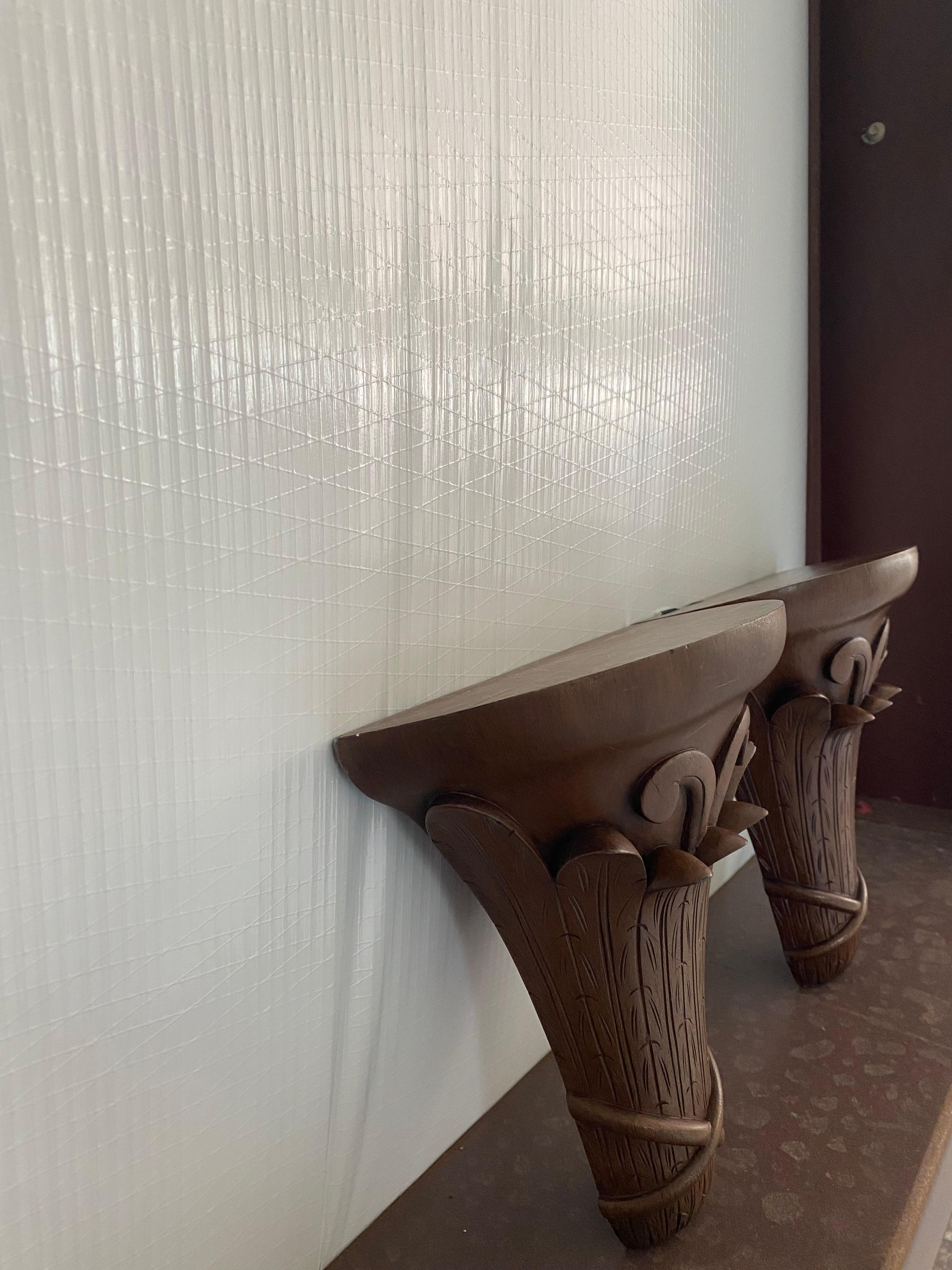 Cast Foliate Faux Bois Wall Shelves / Sconces, A Pair For Sale