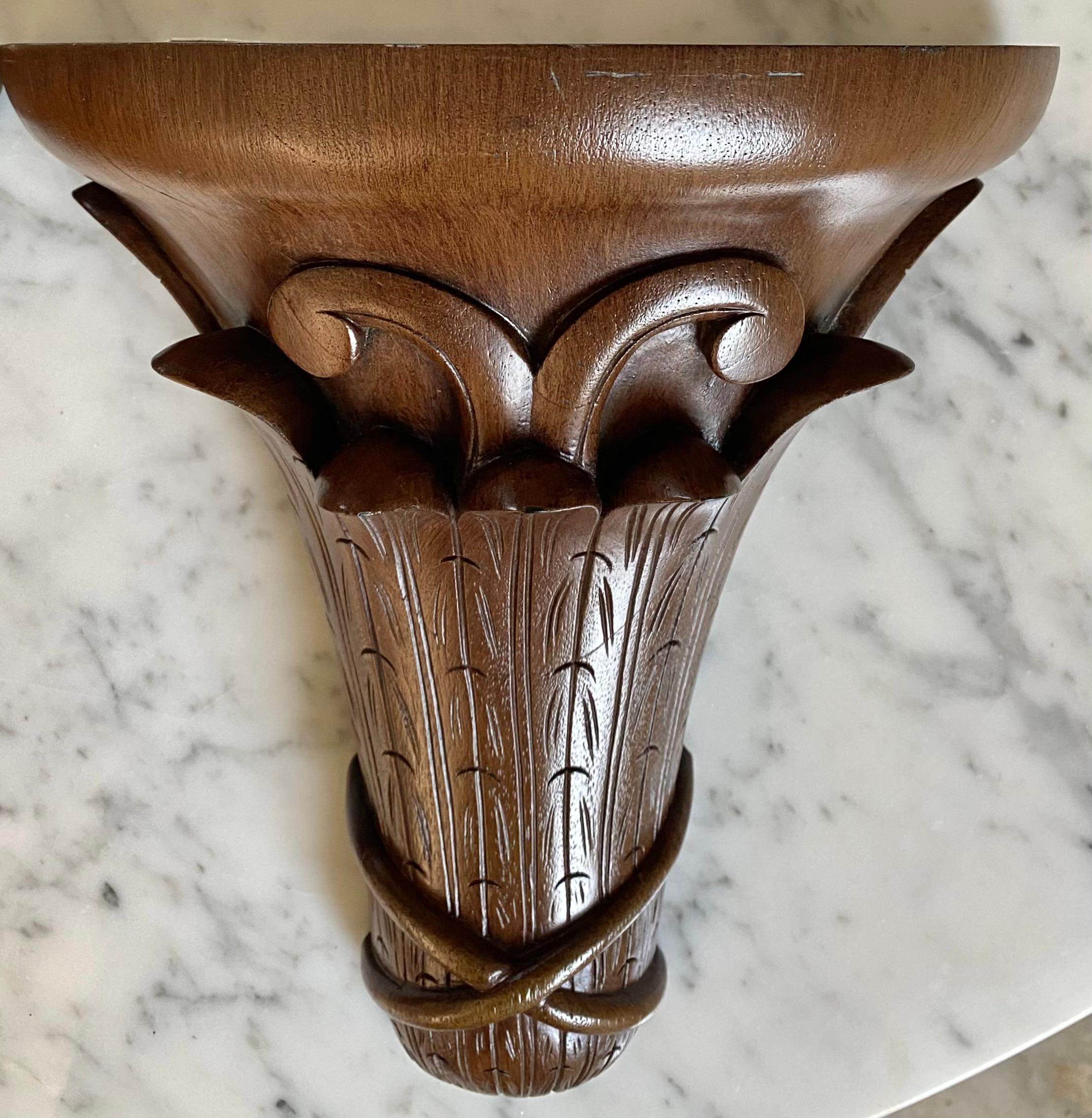 20th Century Foliate Faux Bois Wall Shelves / Sconces, A Pair For Sale