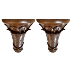 Foliate Faux Bois Wall Shelves / Sconces, A Pair