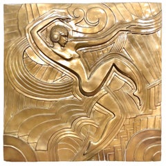 Folies Bergère, Art Deco Style Golden Relief in Resin, after Maurice Picaud