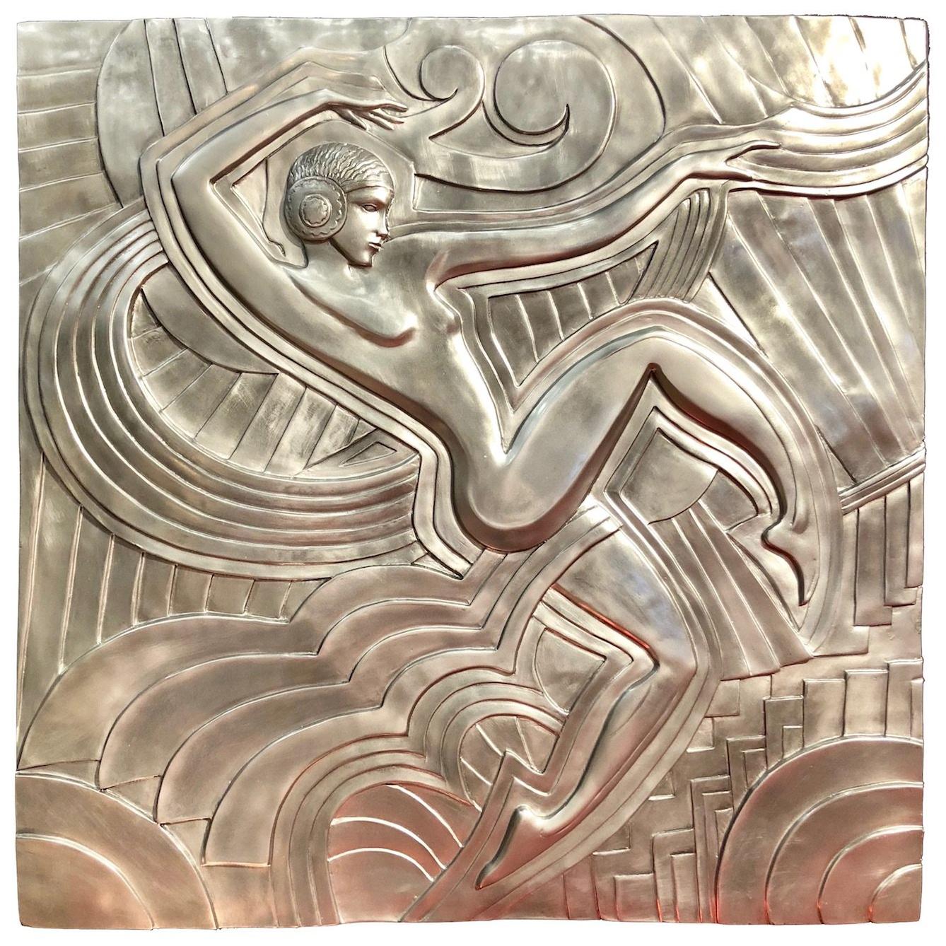 Folies Bergère, Art Deco Style Silver Relief in Resin, after Maurice Picaud