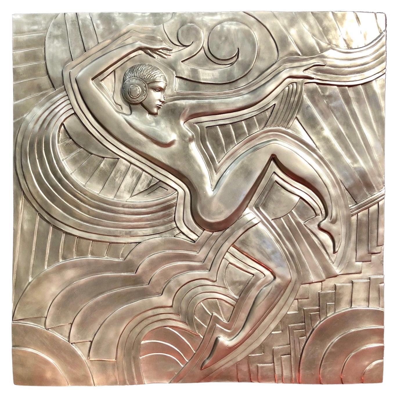 Folies Bergère Art Deco Style Silver Relief in Resin after Maurice Picaud