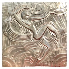 Vintage Folies Bergère Art Deco Style Silver Relief in Resin after Maurice Picaud