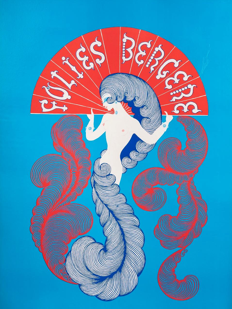 Art Deco Folies Bergere, Turquoise, Poster by Erté