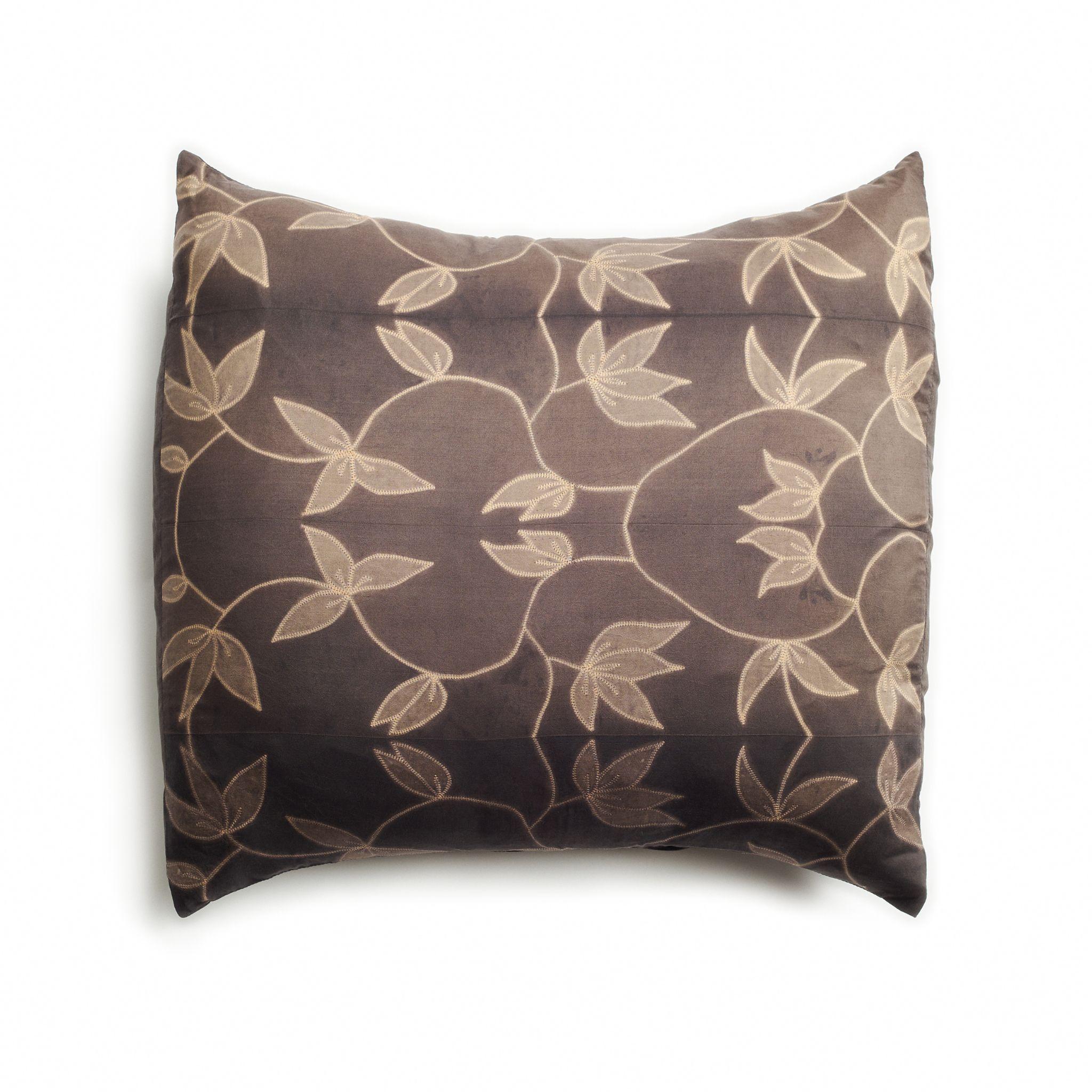 Modern Folio Black Silk Pillow In Floral Motifs Handcrafted By Artisans  For Sale