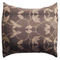 Folio Black Silk Pillow In Floral Motifs Handcrafted By Artisans 