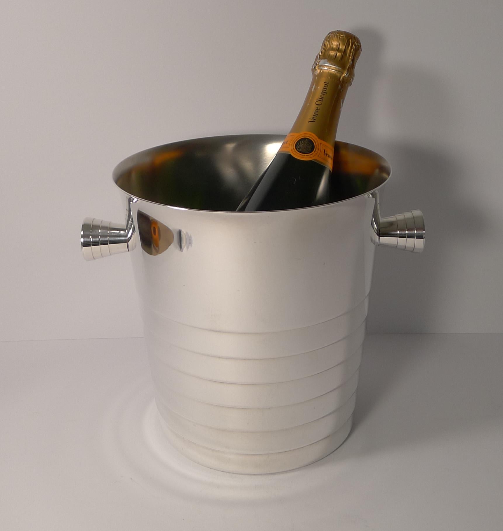Mid-Century Modern Folio Champagne Bucket or Wine Cooler by Maison Christofle, Paris
