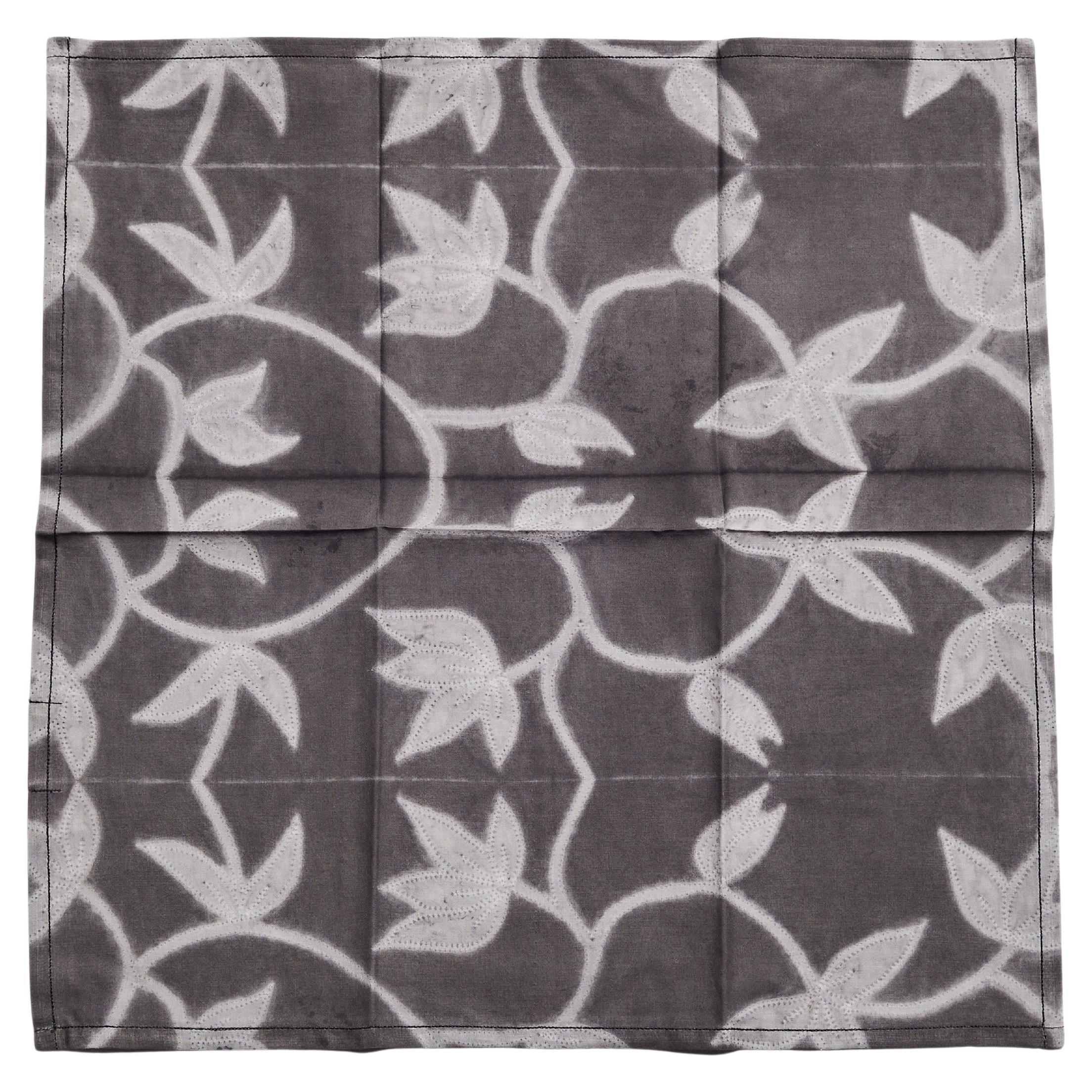 Serviette de table en coton noir anthracite Folio , fait à la main par des artisans ( lot de 4 ) en vente
