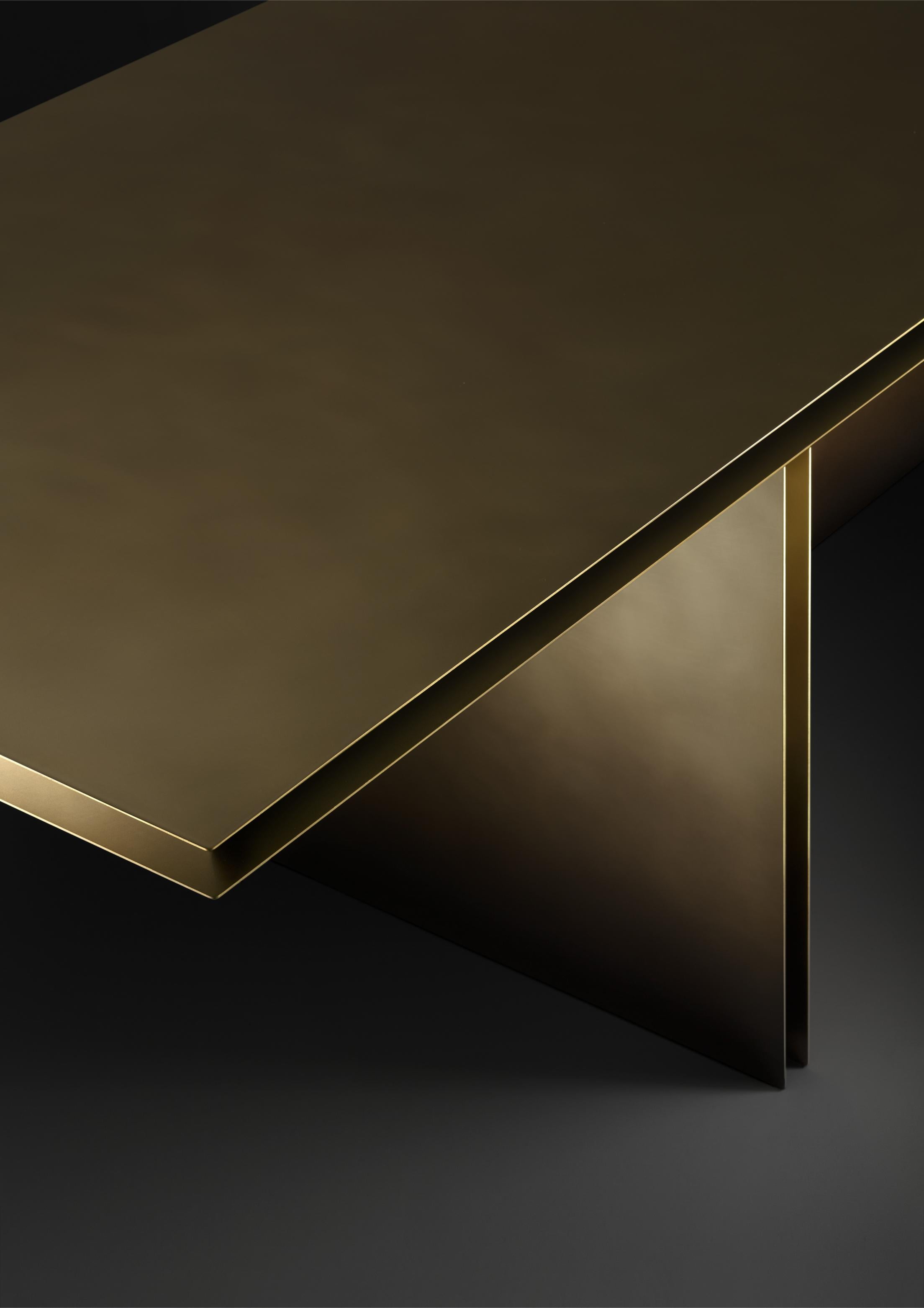 Brass Folio Console by De Castelli For Sale