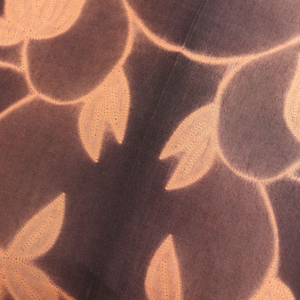 Dyed Folio Ebony Gold Floral Pattern Shibori Silk Pillow For Sale