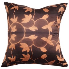 Folio Ebony Gold Floral Pattern Shibori Silk Pillow