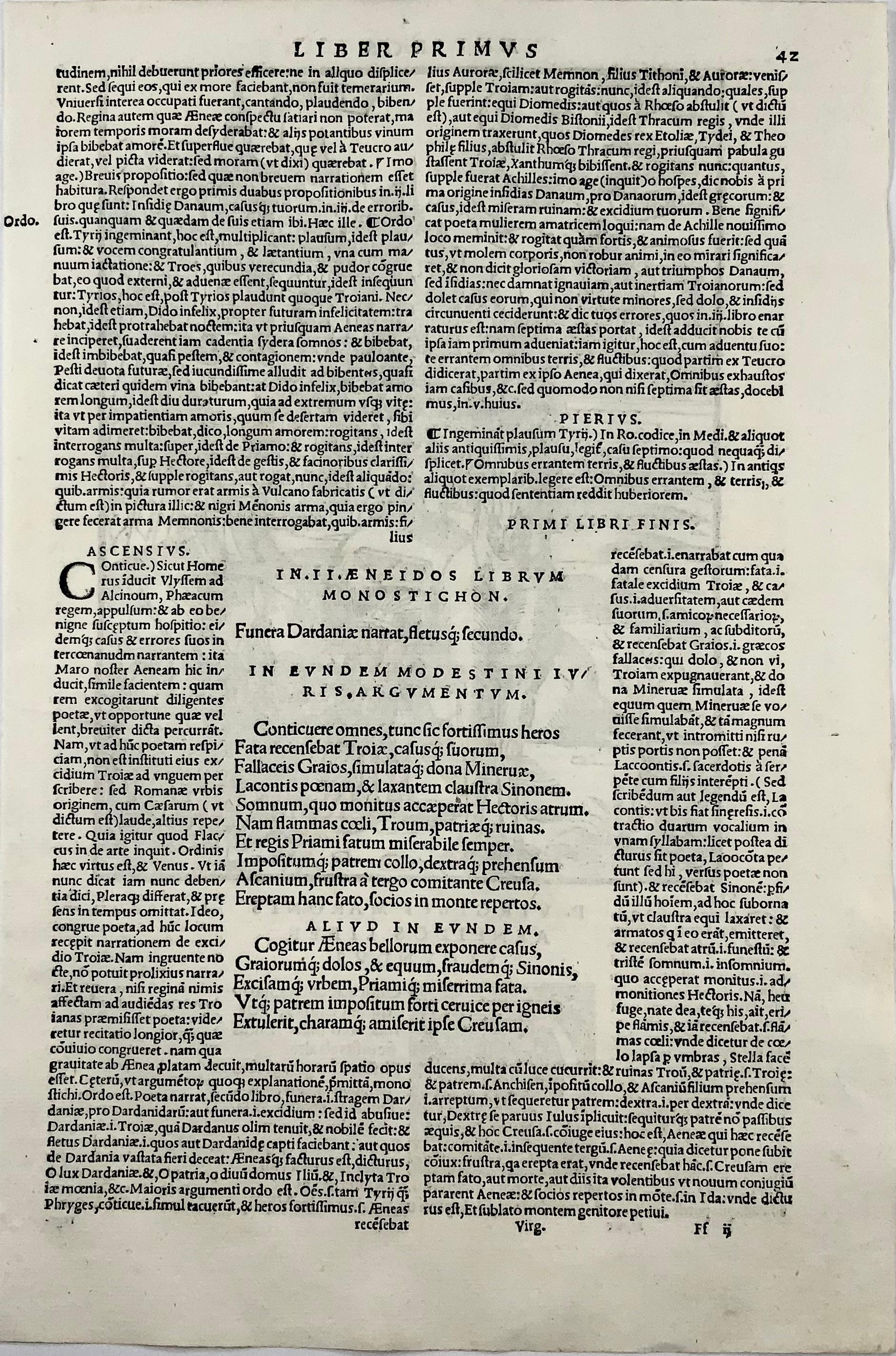 Paper Folio Gruninger Woodcut Leaf from Virgil’s Aeneid, Trojan Horse For Sale