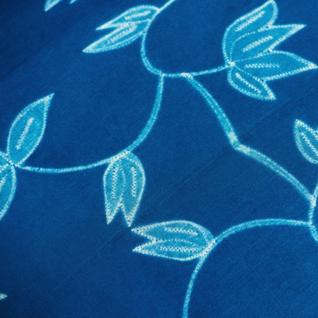 Dyed Folio Indigo Floral Pattern Shibori Silk Pillow For Sale