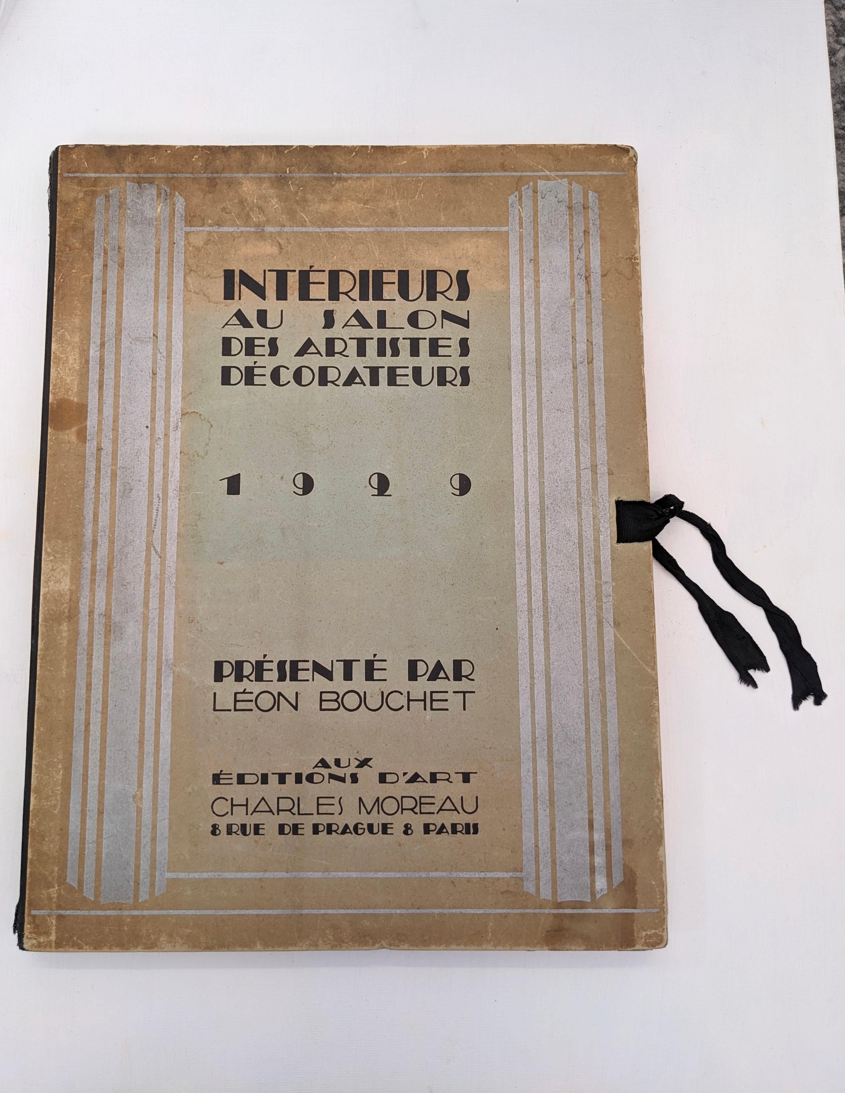 Wonderful Interieurs aux Salon Des Artistes Decoratifs, 1929 Folio of photographs of amazing Art Deco Interiors from the Salon. There are some colored pouchoirs spaced throughout photographs. 48 plates in total and complete. The plates show the most