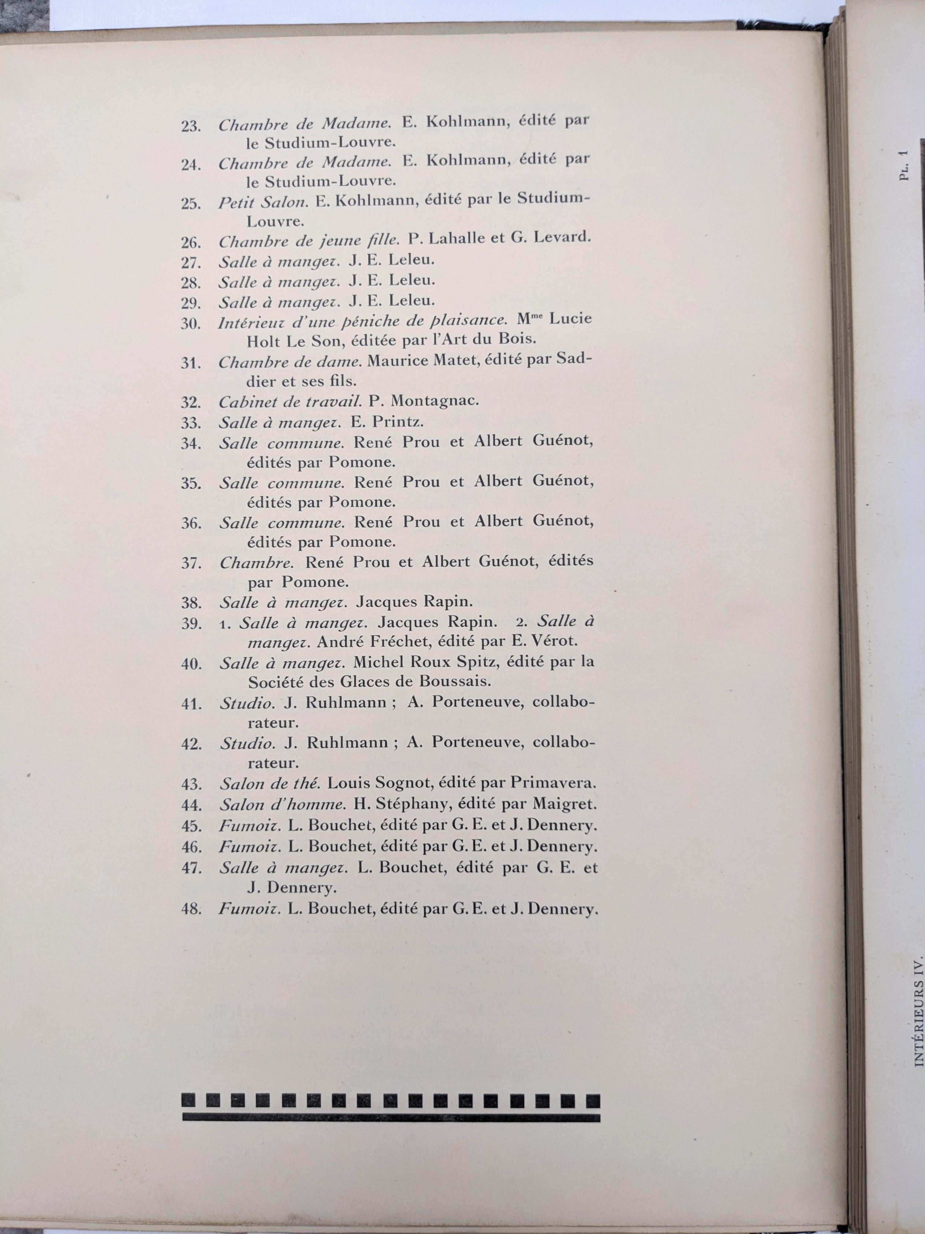 Folio Interieurs aux Salon Des Artistes Decoratifs, 1929 1