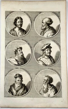 Folio portraits of artists, Carravagiom Raphael, Sarto, Penni et al.