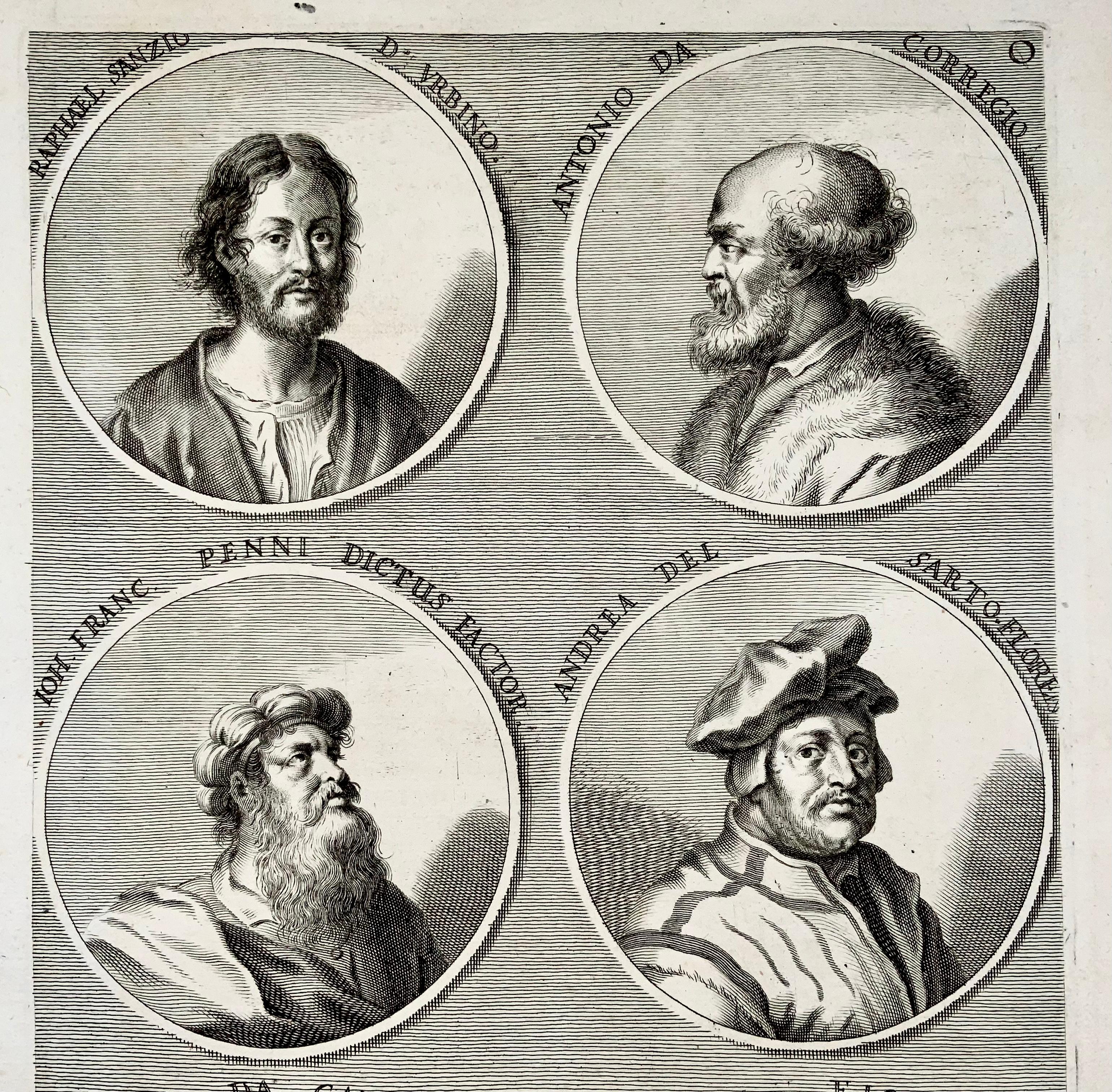 Folio-Porträts von Künstlern, Carravagiom Raphael, Sarto, Penni und anderen. (Barock) im Angebot