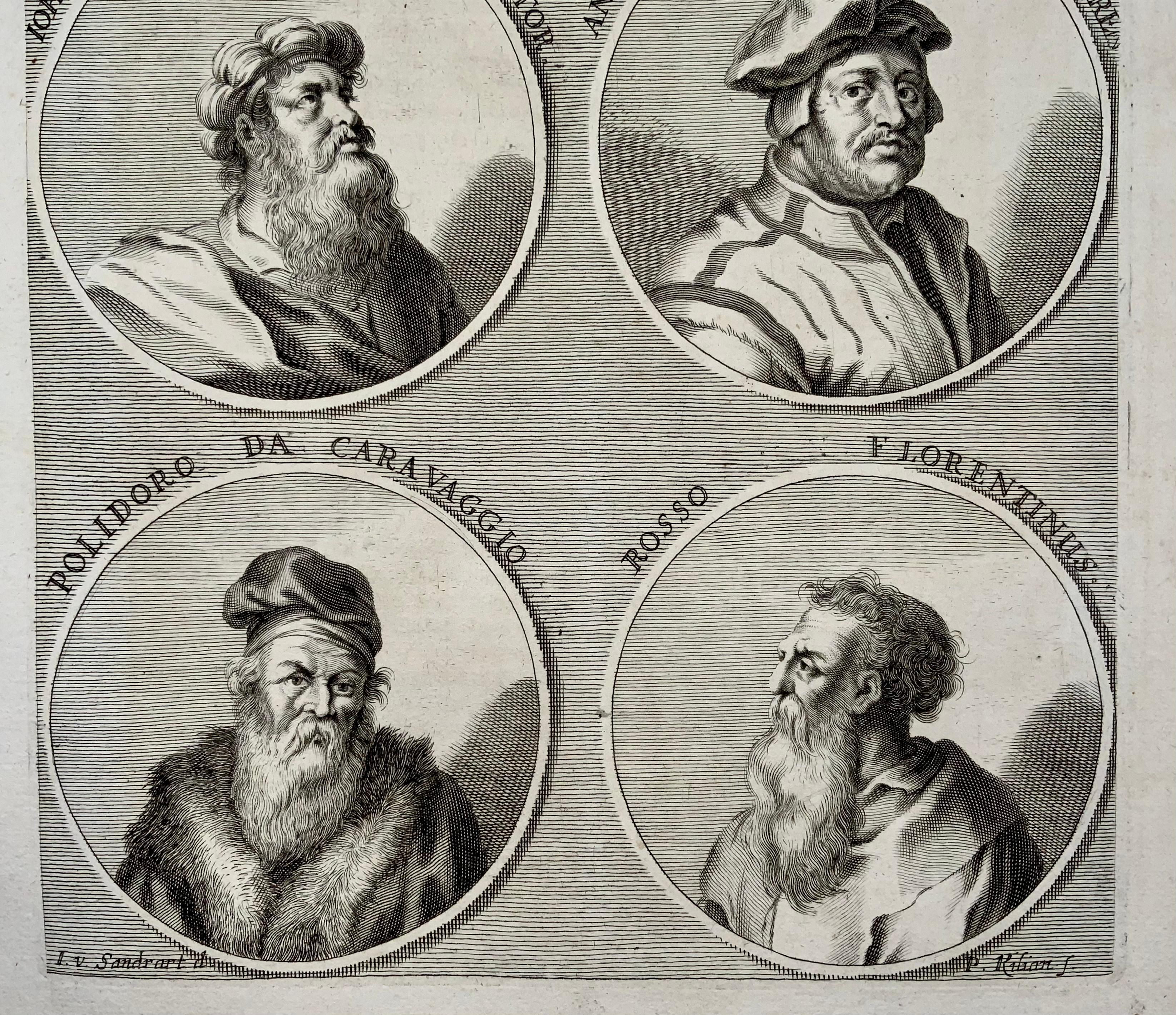 Folio-Porträts von Künstlern, Carravagiom Raphael, Sarto, Penni und anderen. (Italienisch) im Angebot